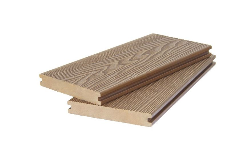 Двухсторонняя полнотелая террасная доска с 3D фактурой дерева POLIVAN GROUP SINGARAJA, песочного цвета. купить в Цандрыпш