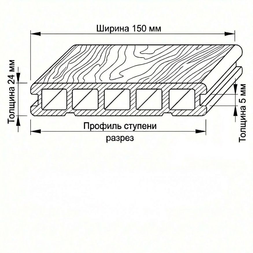Террасная доска ДПК GardenParkett Патио, Графит купить в Цандрыпш