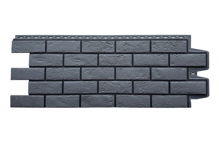 Фасадная панель Grand Line, Состаренный кирпич Design, Графит, шов RAL 9005 купить в Цандрыпш
