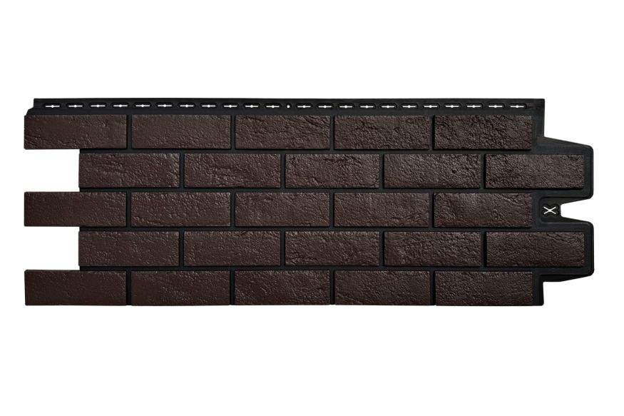 Фасадная панель Grand Line, Состаренный кирпич Design, Шоколадный, шов RAL 9005 купить в Цандрыпш